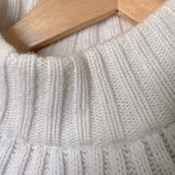 Madewell Pointelle Stitch-Mix Mockneck Merino wool blend Sweater S Antique Cream - Picture 5 of 13